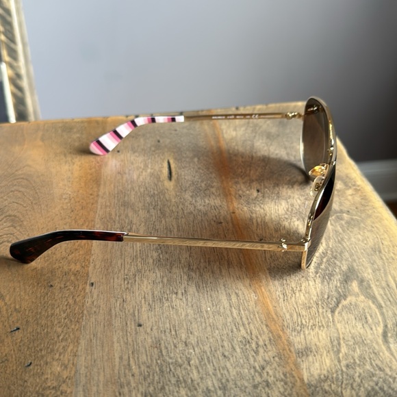 Kate Spade Gold Aviator Sunglasses with Pink Accents